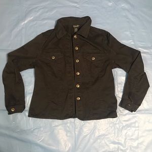 Black Lightweight Military Inspired Button Jacket